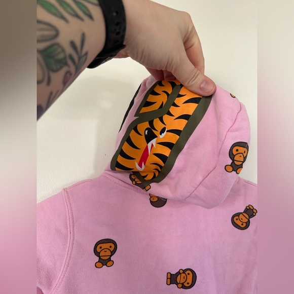 BAPE A Bathing Ape Kids Pink Hoodie 100 - Picture 11 of 12